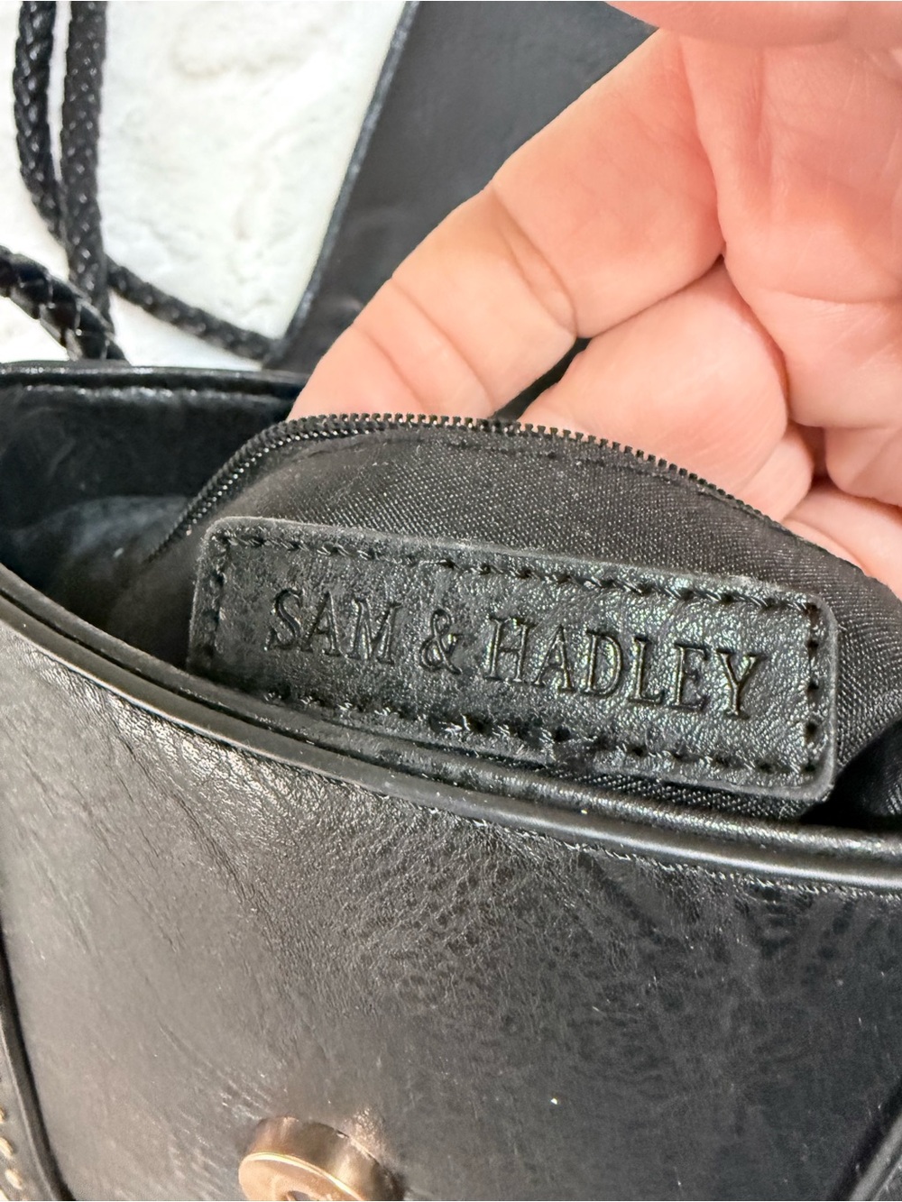 Sam and Hadley Black Studded Crossbody Bag with Braided Strap - NWOT - Picture 10 of 16